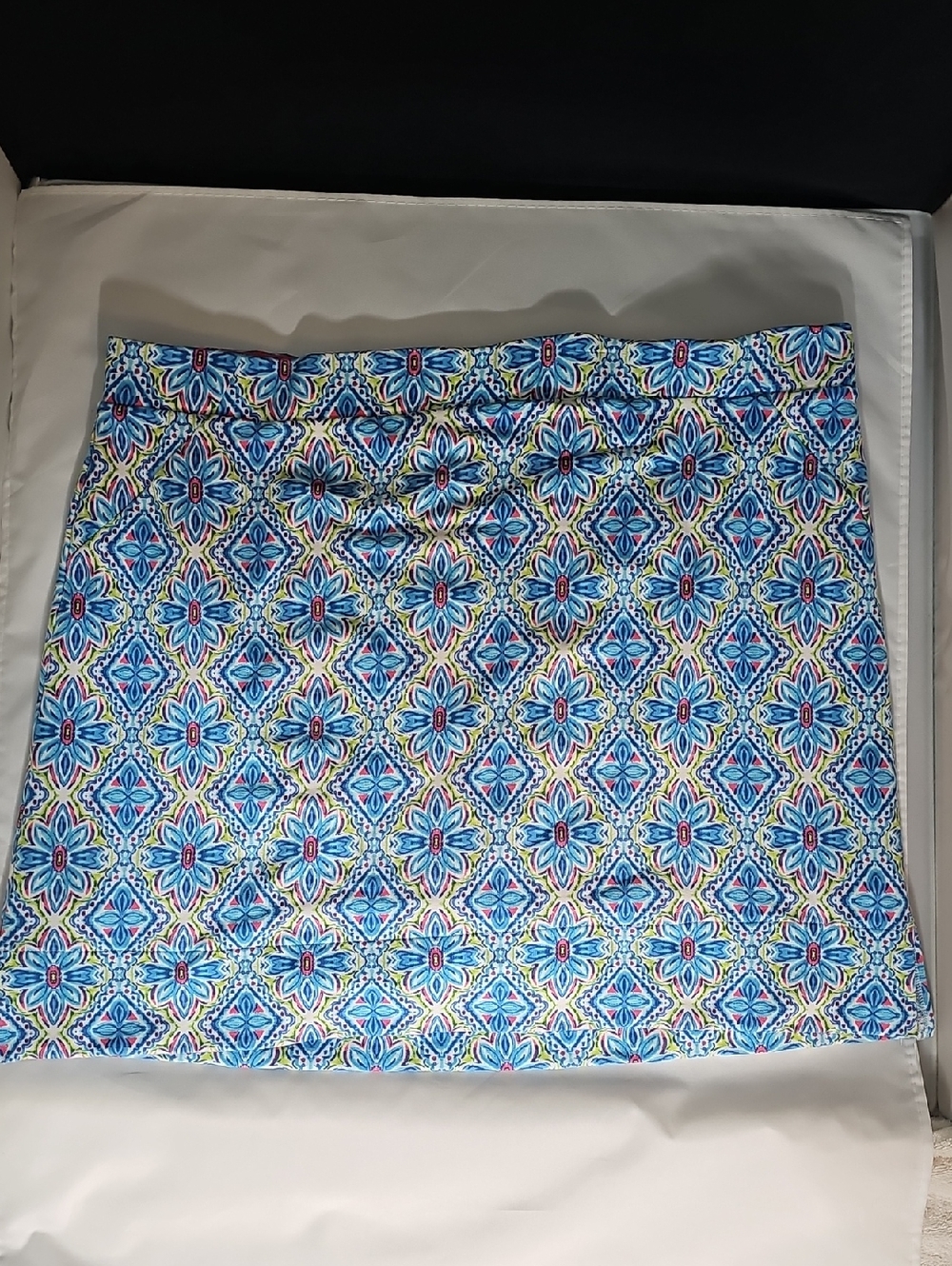 Rafaella Blue Floral Tile-Print Skort